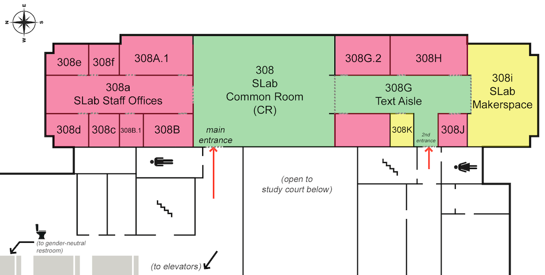 A map showing Scholars' Lab's place on the 3rd floor of Shannon Library