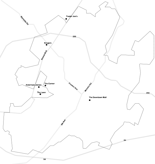 Blank map of Charlottesville