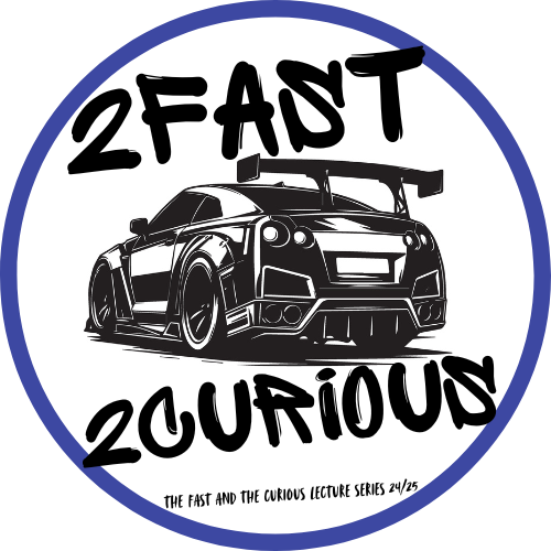 Banner image for the Fast and the Curious events series, showing a bright pink sports racing car, the event series title written in white graffiti-style font, and the same information listed in this webpage above