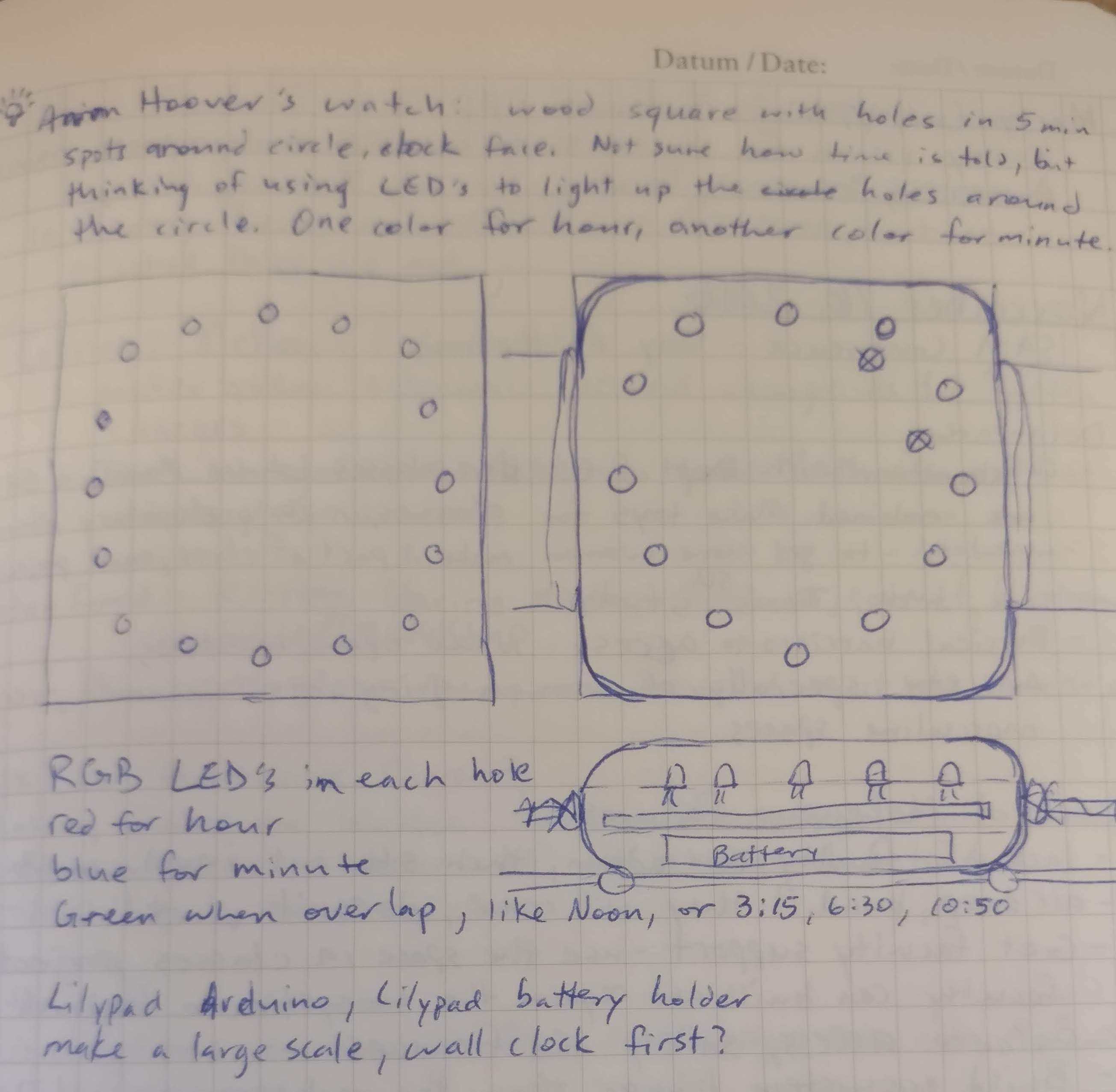 First sketch of LED watch in November 2016