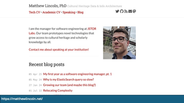 Screenshot of Matthew Lincoln's blog